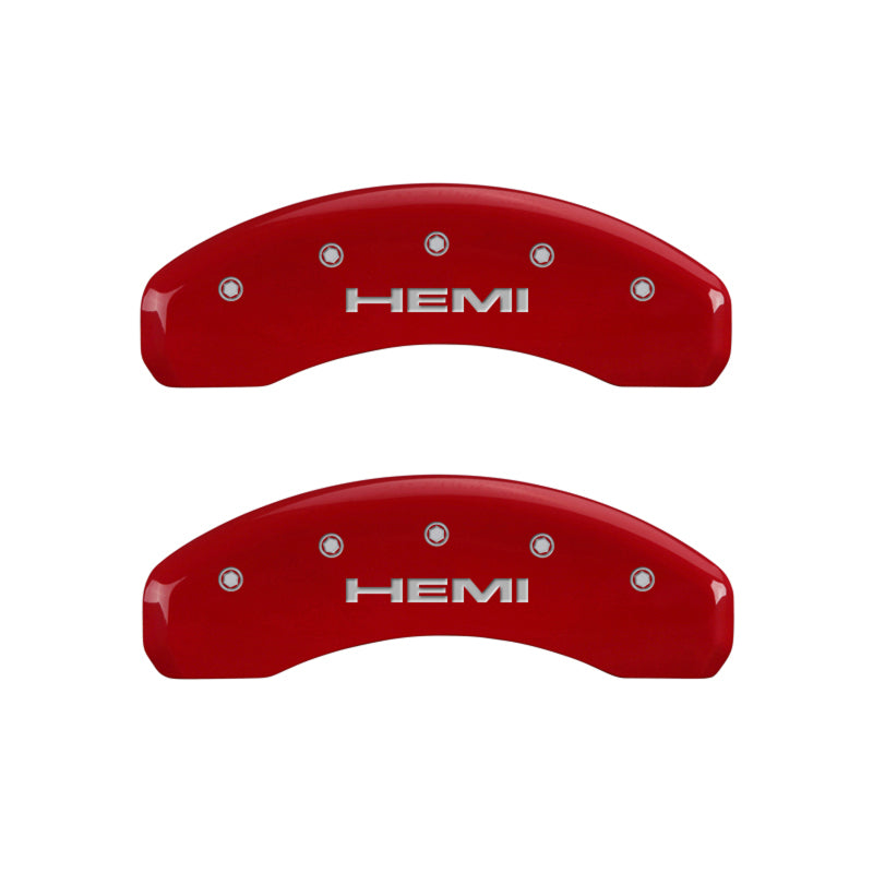 MGP 4 Caliper Covers Engraved Front & Rear Hemi Red finish silver ch