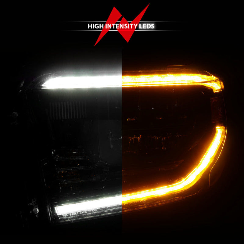 ANZO 14-21 Toyota Tundra (OE Halogen w/LED DRL) LED Crystal Headlights w/ Switchback &amp; DRL - Blk