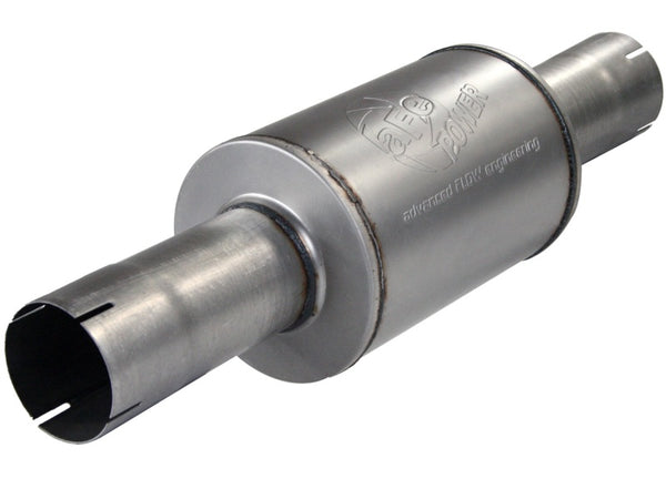 aFe Atlas Aluminized Exhaust Muffler 4" ID In/Out, 8" Dia x 12" L