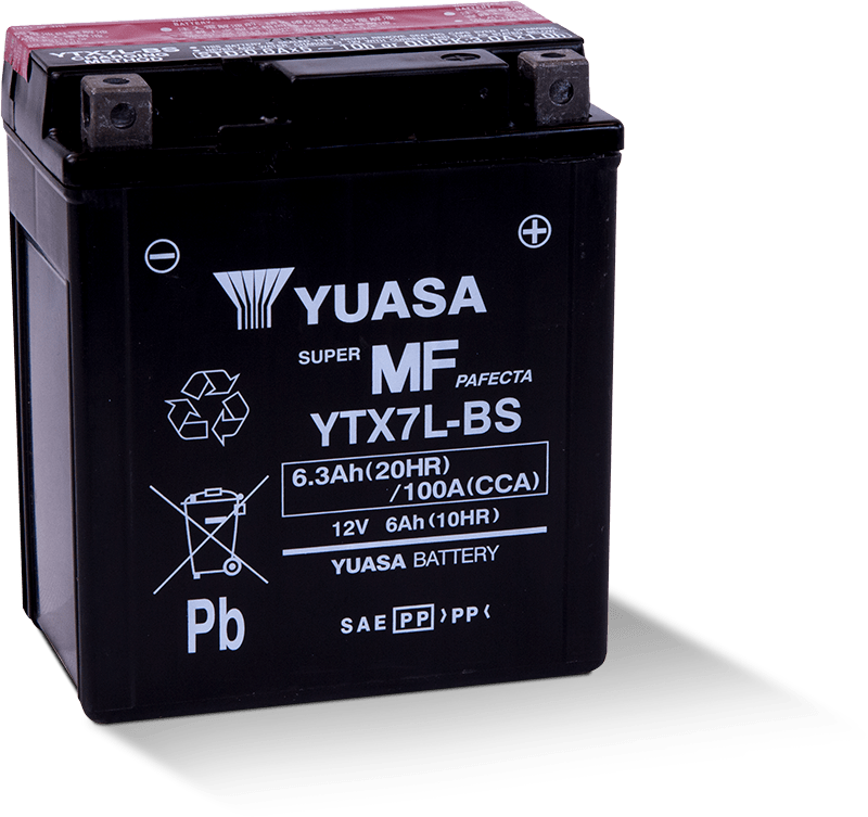 Yuasa YTX7L-BS Maintenance Free AGM 12-Volt Battery w/Bottle