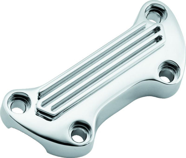 Bikers Choice 74-Up Chrome Finned Handlebar Clamp With 1in. Bars