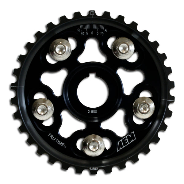AEM Tru-Time Adjustable Cam Gear 23-802BK Black Billet (Honda/Mitsubishi/Acura/Dodge 19882001)