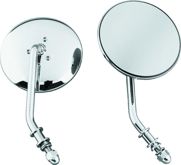 Bikers Choice 65-Up Chrome 4 Inch Round Short Stem Mirror Left Custom