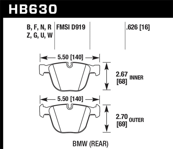Hawk DTC-70 Race Rear Brake Pads for BMW 535i/545i/550i, 645Ci/650i, 745i/745Li/750 (04-10, 02-09)