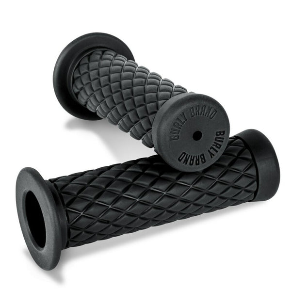 Burly Brand 7/8in Rubber Diamondback Grips - Black
