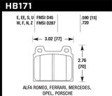 Hawk 1987 Volkswagen Scirocco 1.8L Base Front ER-1 Brake Pads