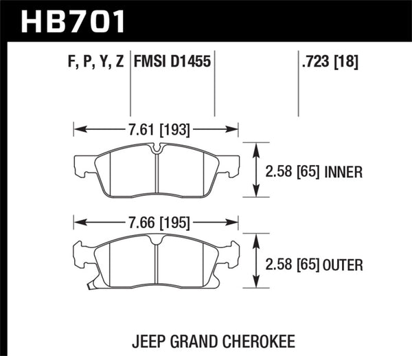Hawk Front Street Brake Pads for 11-12 Dodge Durango & Jeep Grand Cherokee LTS