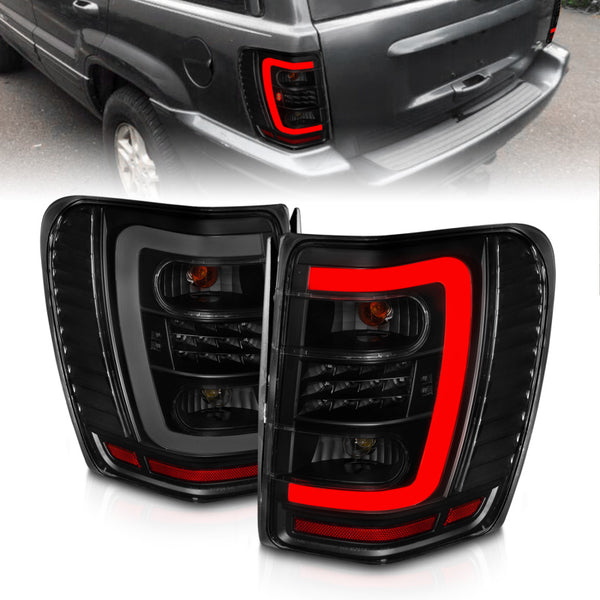 ANZO LED Tail Lights  Black Housing, Smoke Lens  19992004 Jeep Grand Cherokee