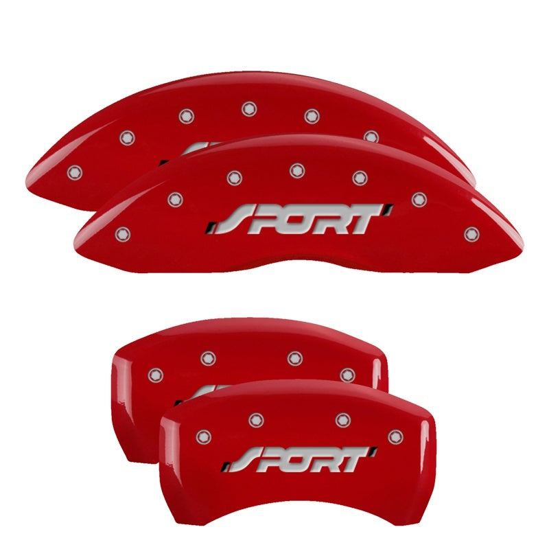 MGP 4 Caliper Covers Engraved Front & Rear SPORT Red finish silver ch