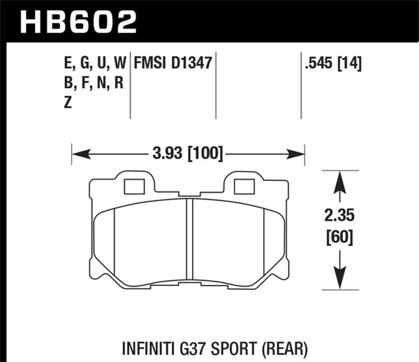 Hawk Performance HP+ Rear Brake Pads for Infiniti G37 Sport