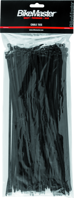 BikeMaster 11in Black Cable Ties (100 Pack) - UL Listed