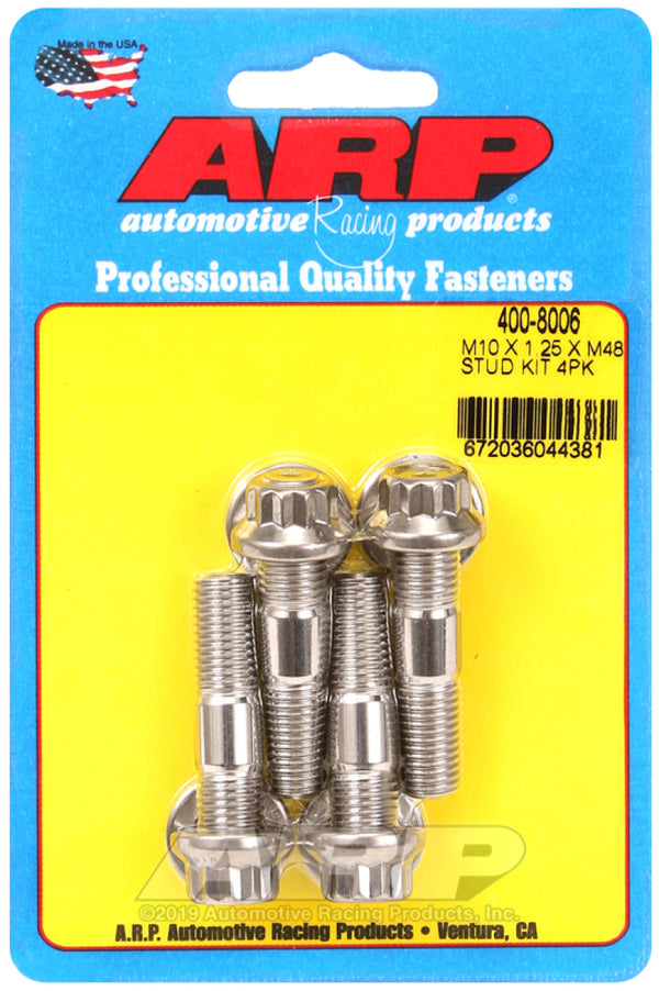 ARP M10 x 1.25 x 48mm Broached Stud Kit (4-Piece)  Performance Hardware