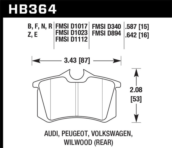 Hawk Performance HPS Street Rear Brake Pads for VW Golf GTi/GLS Turbo/GLX VR6 & Audi TT (89-06)