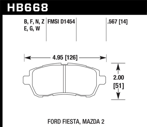 Hawk DTC-60 Front Race Brake Pads for 2011-2012 Ford Fiesta S/SE/SEL & Mazda 2 Sport/Touring
