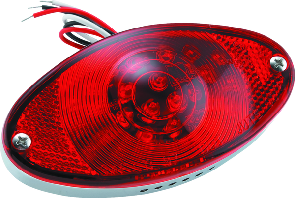 Bikers Choice Chrome LED Cateye Taillight Red Lens DOT Universal