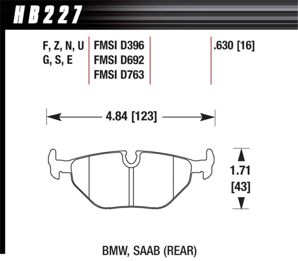 Hawk High Performance HP+ Rear Brake Pads for BMW M3 E36 (95-99)