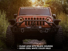 Load image into Gallery viewer, Raxiom 97-18 Jeep Wrangler TJ/JK Axial Halo Headlights w/ DRL Amber Signals- Blk Hsng (Clear Lens)