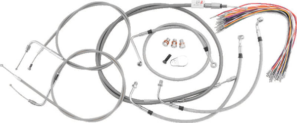 Burly Brand 16in Control Kit - Stainless Steel Throttle Cable