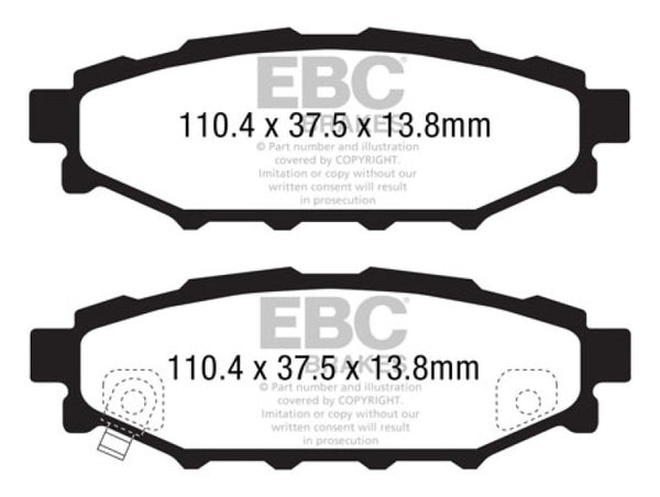 EBC Greenstuff Rear Brake Pads for 12+ Subaru BRZ 2.0 (Solid Rotors)