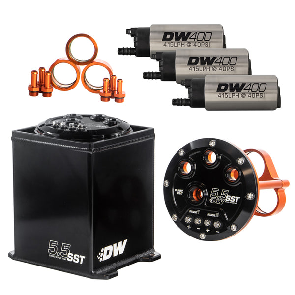DeatschWerks 5.5L Modular Surge Tank with 3 DW400 Fuel Pumps