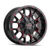 Mayhem 8015 Warrior 20x9 / 5x150 BP / 0mm Offset / 110mm Hub Black w/ Prism Red Wheel