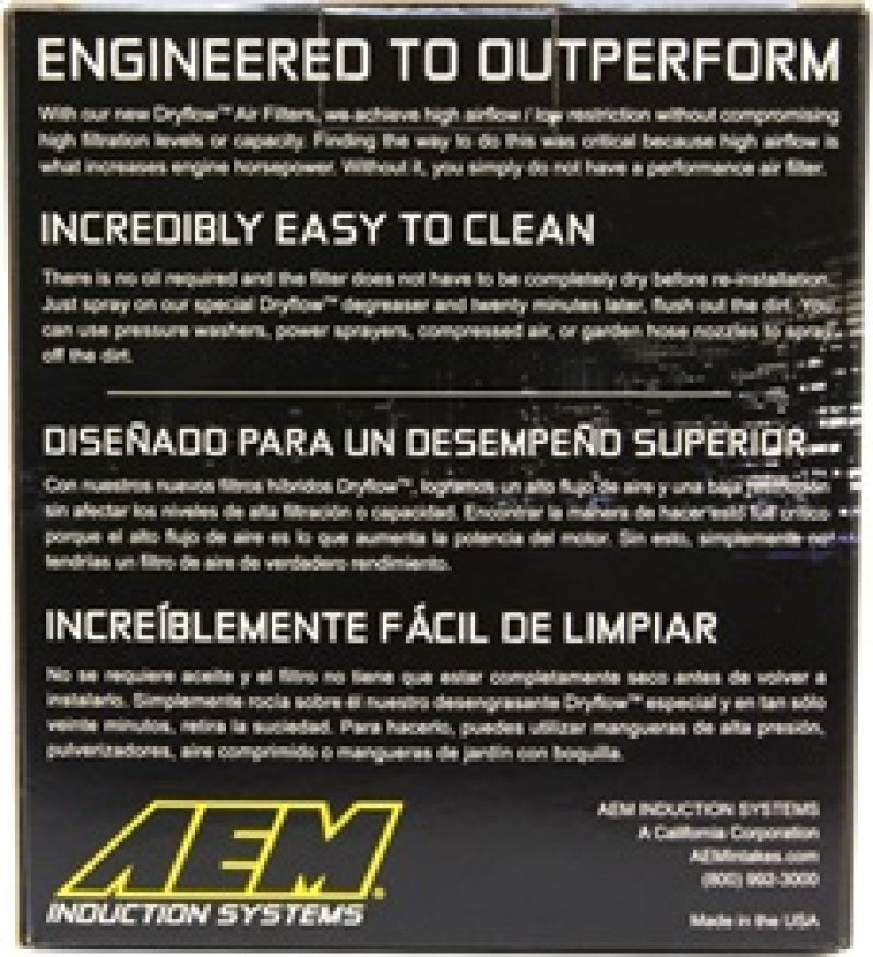 AEM 5 in x 5 in Dryflow Air Filter