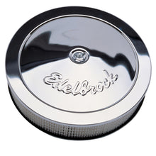 Load image into Gallery viewer, Edelbrock Air Cleaner Pro-Flo Series Round Steel Top Paper Element 14In Dia X 3 313In Chrome