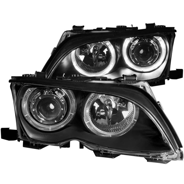 ANZO Projector Headlights w/ Halo (Black) for BMW 3 Series E46 20022005