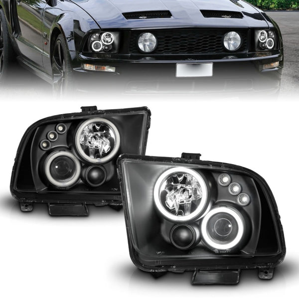 ANZO Projector Headlights w/ Halo (CCFL) Black Housing for 20052009 Ford Mustang (Non-HID)