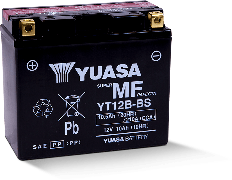 Yuasa YT12B-BS Maintenance Free 12-Volt AGM Battery w/Bottle