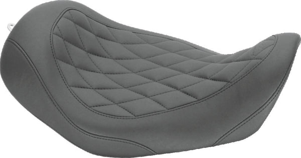 Mustang 06-17 Harley Dyna Wide Tripper Solo Seat Diamond Stitch- Black