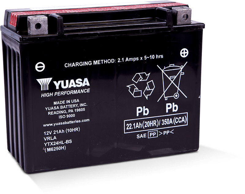 Yuasa YTX24HL-BS High Performance Maintenance Free AGM 12-Volt Battery w/Bottle