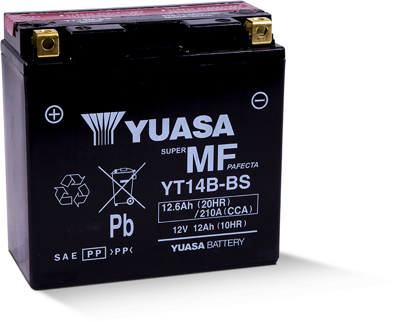 Yuasa YT14B-BS Maintenance Free 12-Volt AGM Battery w/Bottle