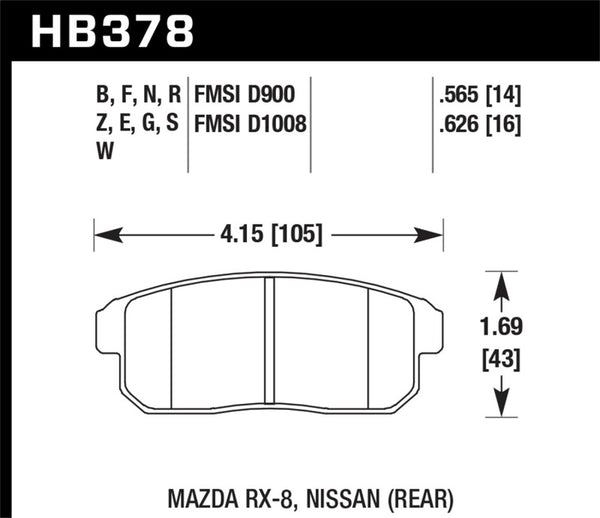 Hawk Performance HPS Rear Brake Pads for 2003-2007 Mazda RX-8 (D1008)