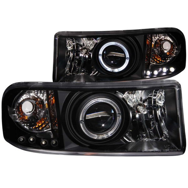 ANZO Projector Headlights w/ Halo  Black Housing  Dodge Ram 19942001 (Pair)
