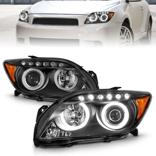 ANZO Projector Headlights w/ Halo (Black Housing) for 20052010 Scion tC