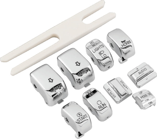 Bikers Choice Chrome Switch Cap Kit for Harley-Davidson FLHT/FLHR/FLHX 19962016 (Replaces H-D 71816-09)
