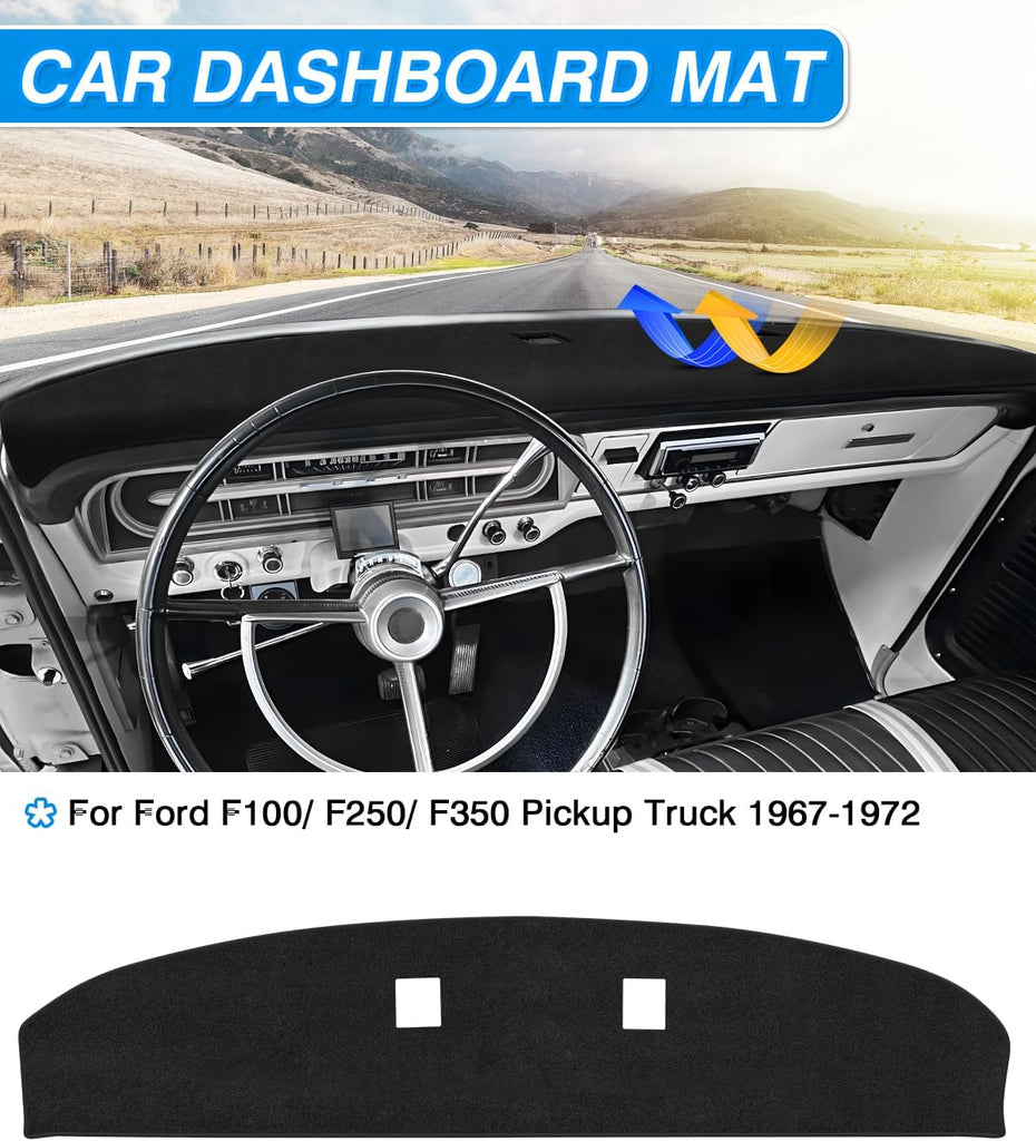 Ford F100 Dash Cover – Cartist Custom‑Fit Non‑Slip Carpet Dashboard Sunshield for F100 / F250 / F350 1967‑1972 (UV & Glare Protector)