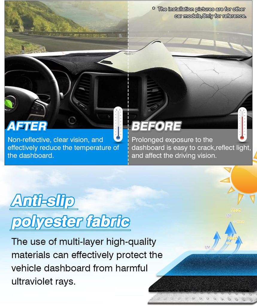 Ford F100 Dash Cover – Cartist Custom‑Fit Non‑Slip Carpet Dashboard Sunshield for F100 / F250 / F350 1967‑1972 (UV & Glare Protector)