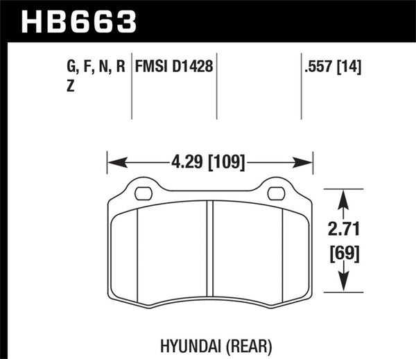 Hawk HPS Street Brake Pads for 2010 Hyundai Genesis Coupe (Brembo, 14mm Rear)