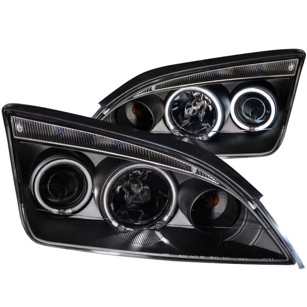 ANZO Projector Headlights w/ Halo Black Housing for Ford Focus 2005-2007