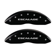 Load image into Gallery viewer, MGP 4 Caliper Covers Engraved Front &amp; Rear Escalade Black finish silver ch