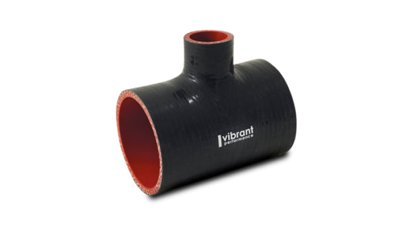 Vibrant 4 Ply Reinforced Silicone T Adapter - 3in Outlet ID x 4in OAL x 1in Branch ID (BLACK)