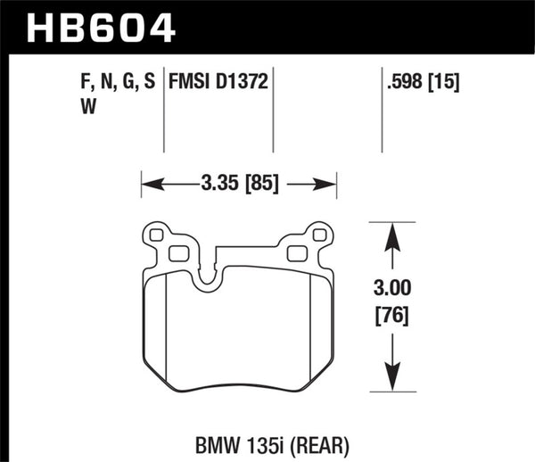 Hawk HPS 5.0 Rear Brake Pads for 08-13 BMW 135i