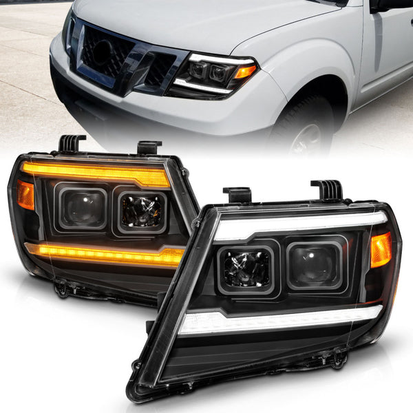 ANZO Black Projector Headlights w/ Switchback & Sequential LED DRL for Nissan Frontier 20092020
