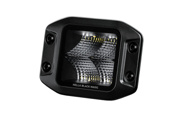 Hella Black Magic 3.2in LED Flood Beam Cube Kit - Flush Mount
