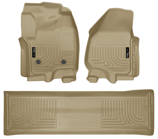 Husky Liners WeatherBeater Combo Tan Floor Liners for 2012.5 Ford SD Crew Cab (No Manual Trans Case)
