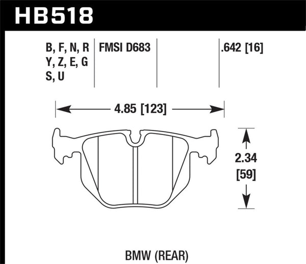 Hawk Race Rear Brake Pads for BMW 330CI/I/XI, 525i, 740i, M3/M5, X3/X5, Z4/Z8 & Range Rover HSE HT-10