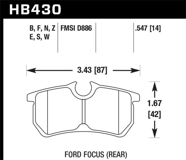 Hawk DTC30 Rear Race Brake Pads for 2000-2007 Ford Focus