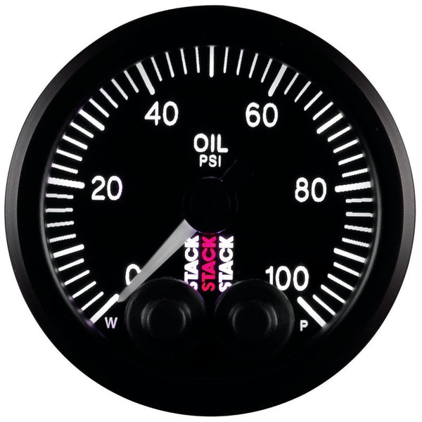 AutoMeter Stack Pro Control Oil Pressure Gauge 52mm 0100 PSI Black